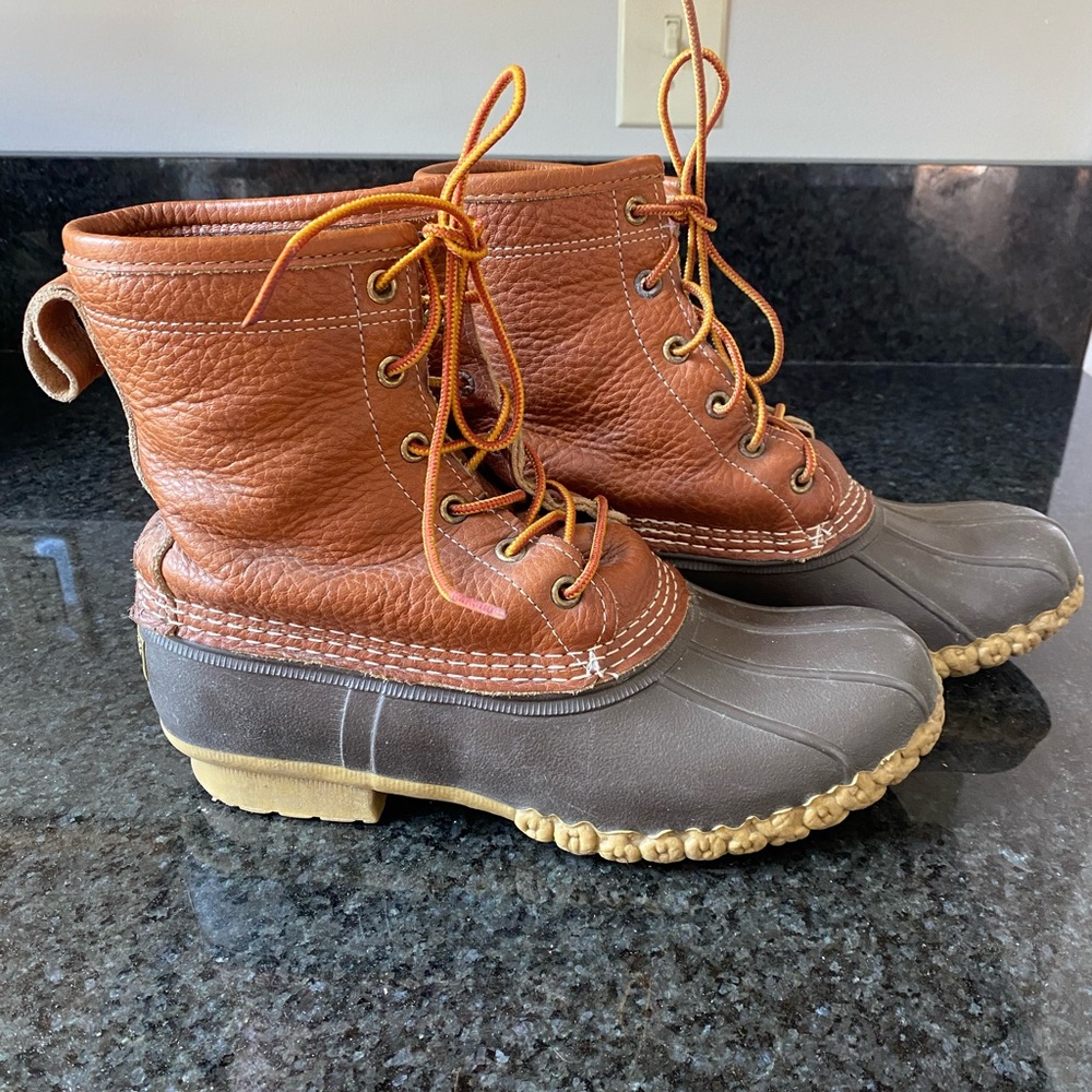 L.L. Bean Flannel lined Insulated Brown Leather Duck Boots